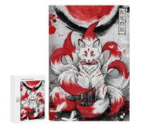 Jigsaw Puzzles for Teenagerss 300 PCS Nine-Tailed Fox Illustration Jigsaw Family Game Perfect Decoration Unique Gifts for Birthday And Christmas 300 PCS