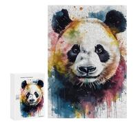 Jigsaw Puzzles for Teenagerss 300 PCS Panda Bear Head Watercolor Puzzles for Adults Brain Teaser Game Pattern Assembly Parent-child Interaction 300 PCS