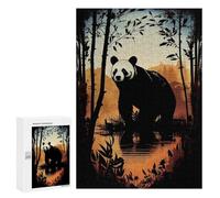 Jigsaw Puzzles for Teenagerss 300 PCS Panda Silhouette Jigsaw Puzzle Relaxing Games Home Decoration Unique Birthday And Gifts 300 PCS