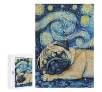 Jigsaw Puzzles for Teenagerss 300 PCS Pug Puppy Sleeping Night Puzzles for Adults Fun Games Analysis And Logic Parent-child Interaction 300 PCS