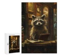 Jigsaw Puzzles for Teenagerss 300 PCS Raccoon Library Reading Jigsaw Puzzle Anti-Stress Toys Precision Cutting Parent-child Interaction 300 PCS