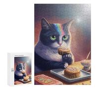 Jigsaw Puzzles for Teenagerss 300 PCS Rainbow Cat's Dessert Delight Adult Puzzles Hands-on Game Stress Reliever Unique Gifts for Birthday And Christmas 300 PCS