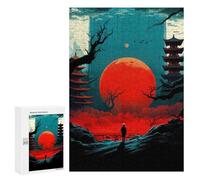 Jigsaw Puzzles for Teenagerss 300 PCS Red Moon Japan Night Jigsaw Puzzle Relaxing Games Home Decoration Unique Birthday And Gifts 300 PCS