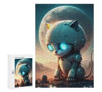 Jigsaw Puzzles for Teenagerss 300 PCS Robotic Cat on Mars Adult Puzzles Toy Wall Decor Staycation Kill Time Stress Reduction Gifts 300 PCS