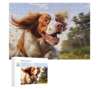 Jigsaw Puzzles for Teenagerss 300 PCS Running Brittany Spaniel with Windblown Fur Teenagers Puzzles DIY Toys Staycation Kill Time Fun at Home Activities, 300 PCS