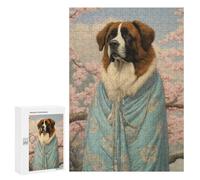 Jigsaw Puzzles for Teenagerss 300 PCS Saint Bernard Geisha Puzzle for Adults Brain Teaser Game Difficult Hard Unique Birthday And Gifts 300 PCS
