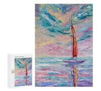 Jigsaw Puzzles for Teenagerss 300 PCS Scarlet Sail Puzzles for Adults Brain Teaser Game Pattern Assembly Parent-child Interaction 300 PCS