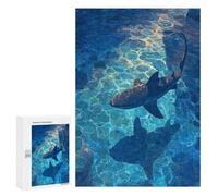 Jigsaw Puzzles for Teenagerss 300 PCS Shark Swimming in Clear Blue Water Puzzle for Adults Brain Teaser Game Difficult Hard Unique Birthday And Gifts 300 PCS