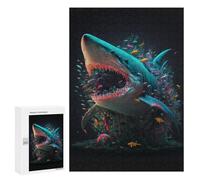 Jigsaw Puzzles for Teenagerss 300 PCS Shark with Colorful Fish Puzzles for Adults Fun Games Analysis And Logic Parent-child Interaction 300 PCS