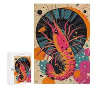 Jigsaw Puzzles for Teenagerss 300 PCS Shrimp with Retro Design Abstract Shrimp Artwork in Vibrant Colors Adult Puzzles Toy Wall Decor Staycation Kill Time Stress Reduction Gifts 300 PCS
