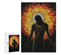 Jigsaw Puzzles for Teenagerss 300 PCS Stained Glass Jesus Silhouette Puzzles for Adults Fun Games Analysis And Logic Parent-child Interaction 300 PCS