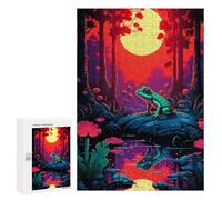 Jigsaw Puzzles for Teenagerss 300 PCS Sunset Frog Pixel Art Puzzles for Adults Fun Games Analysis And Logic Parent-child Interaction 300 PCS