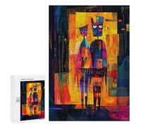 Jigsaw Puzzles for Teenagerss 300 PCS The Arnolfini Portrait - Geometric Abstract Expressionism Jigsaws for Adults Family Games Enhance Memory Unique Birthday And Gifts 300 PCS