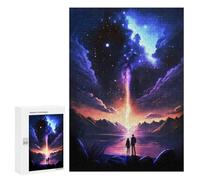 Jigsaw Puzzles for Teenagerss 300 PCS Twilight Galaxy Lake Puzzles for Adults Brain Teaser Game Pattern Assembly Parent-child Interaction 300 PCS