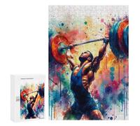 Jigsaw Puzzles for Teenagerss 300 PCS Weightlifting Watercolor Adult Jigsaw Puzzle DIY Toys Wall Art Deal As Gifts for The Whole Family 300 PCS