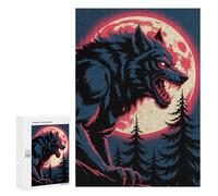 Jigsaw Puzzles for Teenagerss 300 PCS Werewolf Howling at The Moon Illustration Jigsaw for Adults Anti-Stress Toys For Family Fun Parent-child Interaction 300 PCS