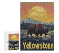 Jigsaw Puzzles for Teenagerss 300 PCS Yellowstone Bison Sunset Jigsaw for Adults Anti-Stress Toys For Family Fun Parent-child Interaction 300 PCS