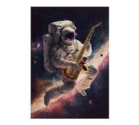 Jigsaw Puzzles for Teenagerss 38x26cm/1000pcs Astronaut Playing Saxophone in Space -3 Puzzle for Adults Hands-on Game Analysis And Logic Parent-child Interaction 38x26cm/1000pcs