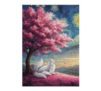 Jigsaw Puzzles for Teenagerss 38x26cm/1000pcs Fox Under Cherry Blossom Tree Painting Jigsaw Puzzle Relaxing Games Pattern Assembly Difficult And Challenge 38x26cm/1000pcs