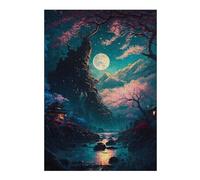 Jigsaw Puzzles for Teenagerss 38x26cm/1000pcs Night Moonlit Sakura Valley Jigsaw for Adults Fun Games Stress Reliever Difficult And Challenge 38x26cm/1000pcs