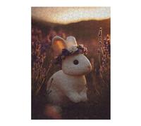 Jigsaw Puzzles for Teenagerss 38x26cm/1000pcs Rabbit with Flower Crown in Lavender Field Jigsaw Puzzle Relaxing Games Pattern Assembly Difficult And Challenge 38x26cm/1000pcs