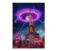Jigsaw Puzzles for Teenagerss 38x26cm/1000pcs UFO Over Eiffel Tower Jigsaws for Adults Brain Teaser Game Home Decoration Fun Activities at Home 38x26cm/1000pcs