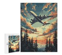 Jigsaw Puzzles for Teenagerss 500 PCS A380 Plane Flying Sky Tree Adult Puzzles Relax Games But Fun And Humorous for Is Ideal As A Gift 500 PCS
