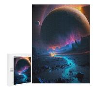 Jigsaw Puzzles for Teenagerss 500 PCS Alien Planet with Glowing River -1 Adult Puzzles Relax Games But Fun And Humorous for Is Ideal As A Gift 500 PCS