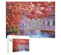 Jigsaw Puzzles for Teenagerss 500 PCS Autumnal Scene with Red Trees Adult Jigsaw Toy Wall Decor Staycation Kill Time Fun Activities at Home 500 PCS