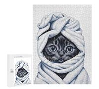 Jigsaw Puzzles for Teenagerss 500 PCS Bathroom Cat Poster Jigsaw Family Game Perfect Decoration Unique Gifts for Birthday And Christmas 500 PCS