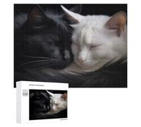 Jigsaw Puzzles for Teenagerss 500 PCS Black White Yin Yang Cats Teenagers Puzzles Family Game Wall Decoration Parent-child Interaction 500 PCS