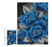 Jigsaw Puzzles for Teenagerss 500 PCS Blue Floral Pattern with Gray Leaves Adult Jigsaw Puzzle DIY Toys Wall Art Deal As Gifts for The Whole Family 500 PCS