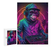 Jigsaw Puzzles for Teenagerss 500 PCS Chill Monkey DJ Adult Jigsaw Family Game Analysis And Logic Unique Gifts for Birthday And Christmas 500 PCS