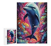 Jigsaw Puzzles for Teenagerss 500 PCS Colorful Dolphin Ocean Adult Jigsaw Toy Wall Decor Staycation Kill Time Fun Activities at Home 500 PCS