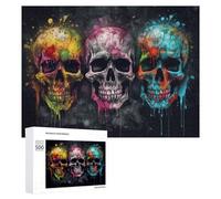 Jigsaw Puzzles for Teenagerss 500 PCS Colorful Skulls Artistic Fusion Adult Jigsaw Toy Wall Decor Staycation Kill Time Fun Activities at Home 500 PCS