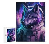 Jigsaw Puzzles for Teenagerss 500 PCS Cosmic Wolf Astronaut Jigsaw Family Game Perfect Decoration Unique Gifts for Birthday And Christmas 500 PCS