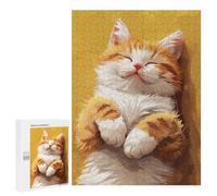 Jigsaw Puzzles for Teenagerss 500 PCS Cozy Tabby Cat Art Adult Puzzles Toy Wall Decor Staycation Kill Time Stress Reduction Gifts 500 PCS