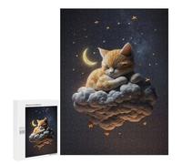 Jigsaw Puzzles for Teenagerss 500 PCS Cute Cat Dreaming on Cloud Adult Puzzles Relax Games But Fun And Humorous for Is Ideal As A Gift 500 PCS