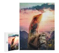 Jigsaw Puzzles for Teenagerss 500 PCS Dragon Lizard Sunset Majesty Jigsaw Puzzle Anti-Stress Toys Precision Cutting Parent-child Interaction 500 PCS