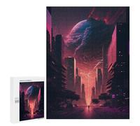 Jigsaw Puzzles for Teenagerss 500 PCS Dystopian Cityscape Neon Dreams -1 Jigsaw Puzzle Anti-Stress Toys Precision Cutting Parent-child Interaction 500 PCS