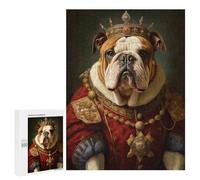 Jigsaw Puzzles for Teenagerss 500 PCS English Bulldog The King Puzzle for Adults Brain Teaser Game Difficult Hard Unique Birthday And Gifts 500 PCS