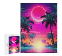 Jigsaw Puzzles for Teenagerss 500 PCS Ethereal Synthwave Horizon Adult Puzzles Toy Wall Decor Staycation Kill Time Stress Reduction Gifts 500 PCS