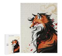 Jigsaw Puzzles for Teenagerss 500 PCS Fox Spirit with Blossoms Digital Art Jigsaw Family Game Perfect Decoration Unique Gifts for Birthday And Christmas 500 PCS