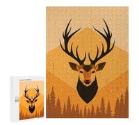 Jigsaw Puzzles for Teenagerss 500 PCS Geometric Deer Vector Portrait with Forest Design Jigsaws for Adults Family Games Enhance Memory Unique Birthday And Gifts 500 PCS