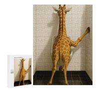 Jigsaw Puzzles for Teenagerss 500 PCS Giraffe in Restroom Bathroom Toilet Jigsaw for Adults Anti-Stress Toys For Family Fun Parent-child Interaction 500 PCS