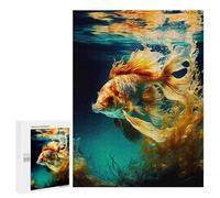 Jigsaw Puzzles for Teenagerss 500 PCS Gold Fish Puzzles for Adults Brain Teaser Game Pattern Assembly Parent-child Interaction 500 PCS