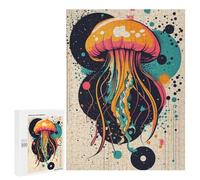 Jigsaw Puzzles for Teenagerss 500 PCS Jellyfish Abstract Art Colorful Jellyfish Pop Art Print Unique Ocean-Inspired Decor Puzzles for Adults Fun Games Analysis And Logic Parent-child Interaction 500