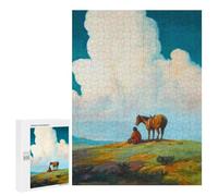 Jigsaw Puzzles for Teenagerss 500 PCS Lone Indian With Horse Adult Puzzles Relax Games But Fun And Humorous for Is Ideal As A Gift 500 PCS