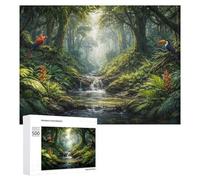 Jigsaw Puzzles for Teenagerss 500 PCS Lush Tropical Rainforest with Birds Jigsaws for Adults Anti-Stress Toys Improve Memory Difficult And Challenge 500 PCS