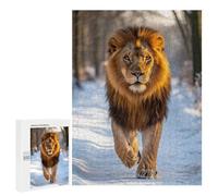 Jigsaw Puzzles for Teenagerss 500 PCS Majestic Lion Walking in Winter Forest Jigsaw Family Game Perfect Decoration Unique Gifts for Birthday And Christmas 500 PCS